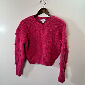 & Other Stories Women's Cropped Wool Alpaca Sweater Size S Pink Coquette Vibrant